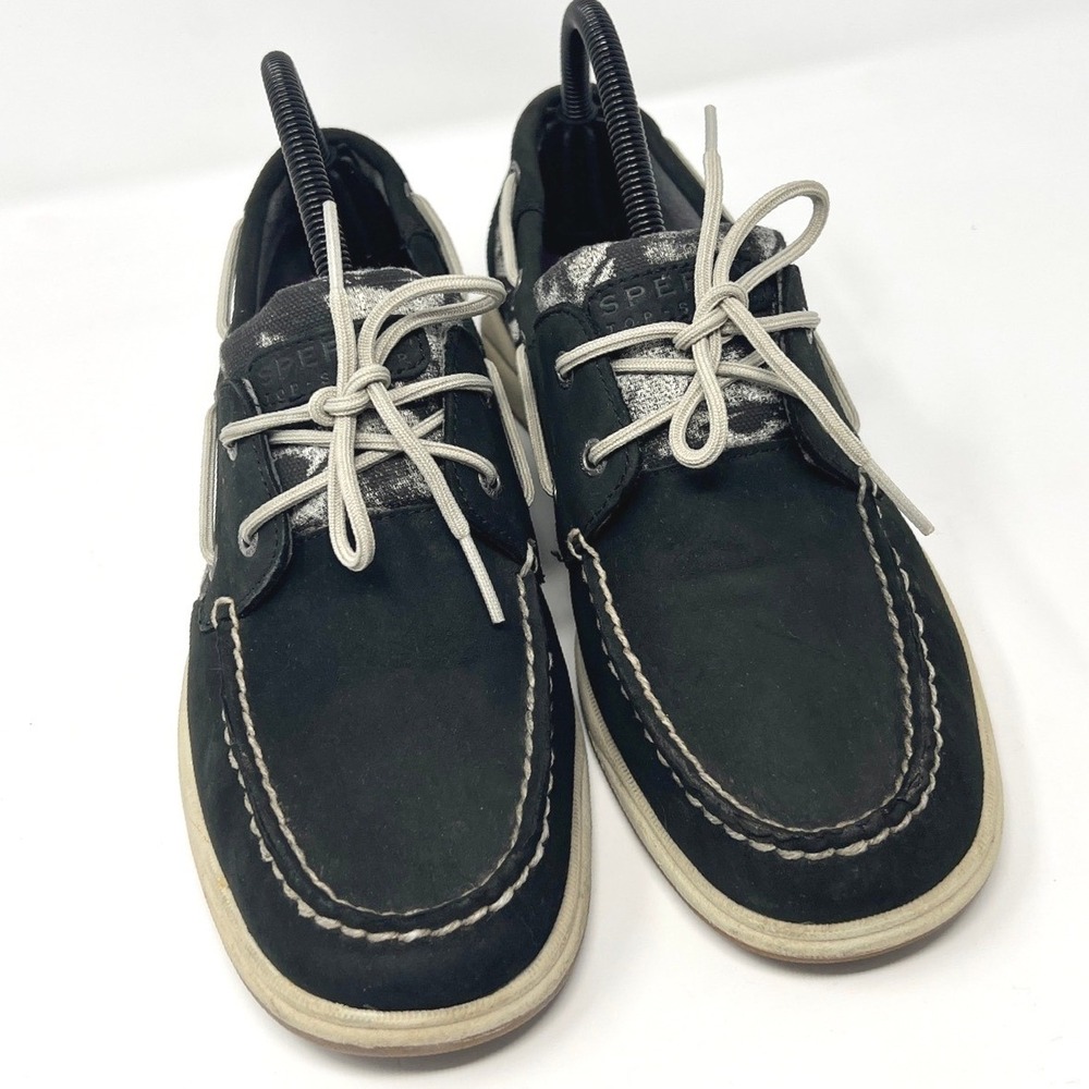 Sperry Top-Sider Women's 10 Beach Print & Black Suede Leather Boat Shoes
